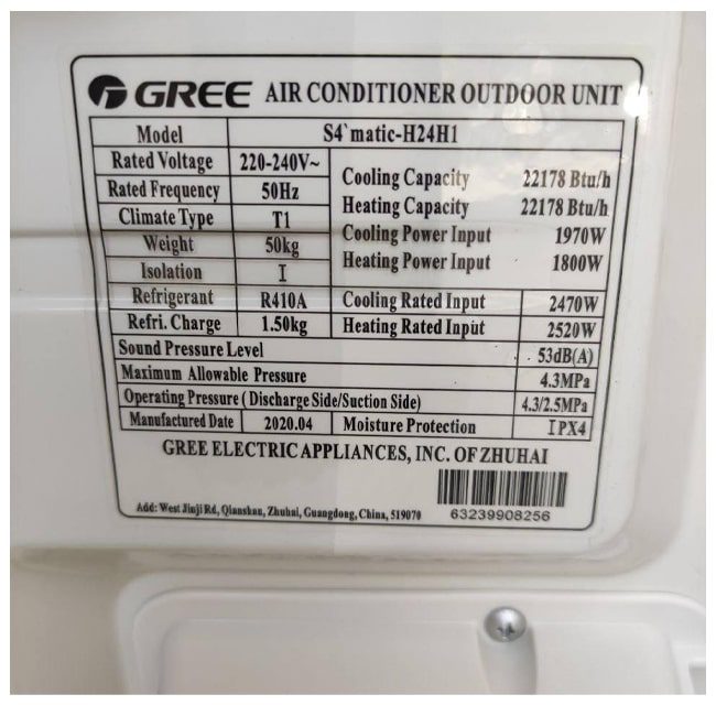 کولر گازی اسفورماتیک گری 12000 سرد و گرم Gree S4 MATIC-H12H1