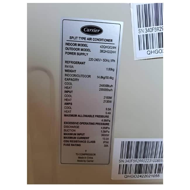 کولر گازی کریر 24000 گاز R410A کم مصرف 42QHG024H T3 3 42qhg024h 38qhg024h carrier 10 کولر گازی کریر 24000 گاز R410A کم مصرف 42QHG024H T3