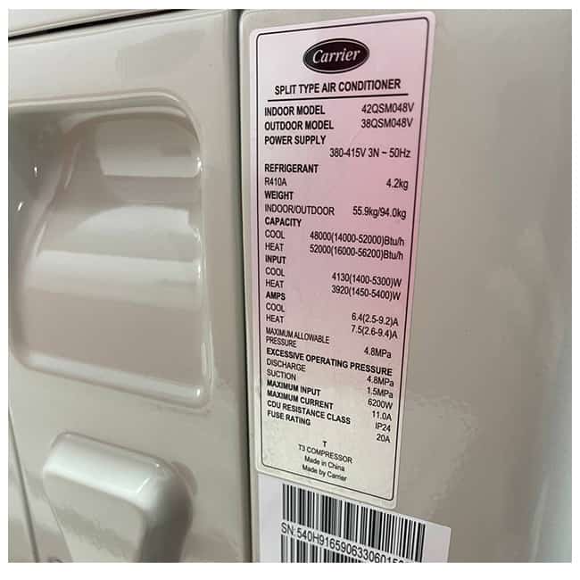 42qsm048v 38qsm048v carrier 6 داکت اسپلیت 48000 کریر اینورتر 42QSM048V T3